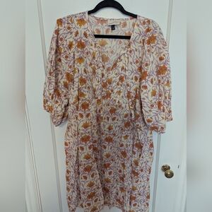 Universal Thread Orange and Purple Floral Puff Sleeve Sundress XXL